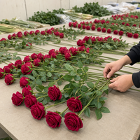 Rose rouge en velours de soie en gros, tige unique, 50 cm, tête de 8 cm, rouge classique, faite à la main, pour la Saint-Valentin, mariage, décoration intérieure
