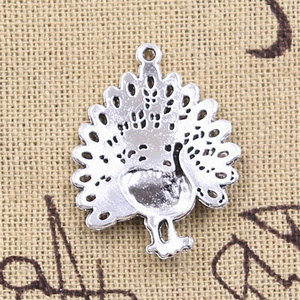Breloques oiseau paon paons <span class=keywords><strong>Maurya</strong></span> 29x23mm tibétain argent couleur pendentifs Antique fabrication de bijoux bricolage artisanat fait main - Product Image 6