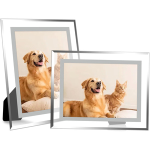Customized Crystal Glass <b>Gold</b> Photo <b>Frame</b> 4x6 5x7 8x10 Picture <b>Frame</b> Glass for Tabletop Display Vertical or Horizontal - Product Image 1
