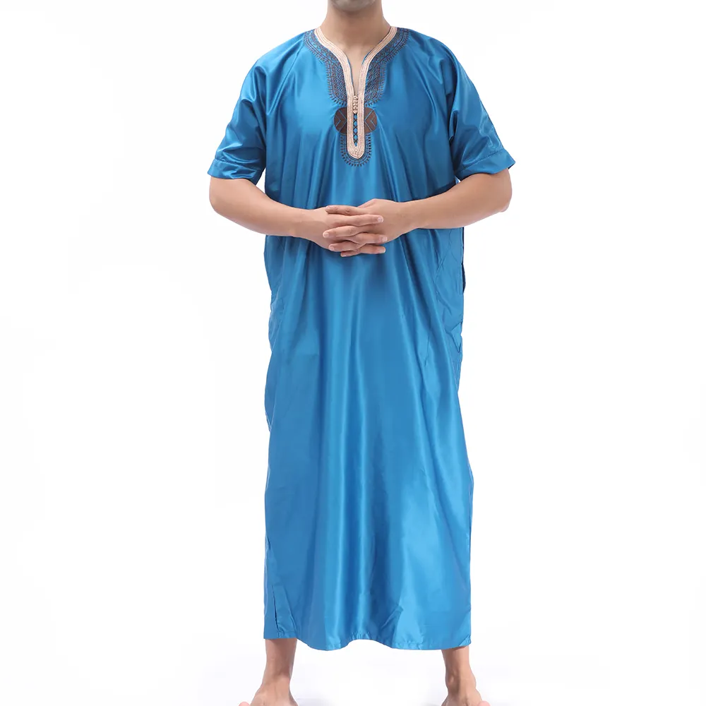 New Style Thobe Morocco High-grade Fabric Robe Men Muslim Jubah Middle East Men Islamic Clothing