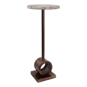 Tavolino Moderno in Legno Pietrificato, Piccolo Tavolo Laterale per Comodino e Arredamento Decorativo per Soggiorno - Product Image 2