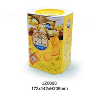 JH-Boîte octogonale à grande hauteur en métal durable pour biscuits, bonbons, chocolat, noix, lait, chewing-gum, pain