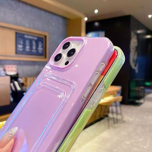 Étui de téléphone transparent avec fente pour carte INS Macaron pour <span class=keywords><strong>iPhone</strong></span> 17 16 15 14 13 12 <span class=keywords><strong>11</strong></span> Pro Max, couleur bonbon, portefeuille, poche photo, <span class=keywords><strong>coque</strong></span> souple en TPU - Product Image 4