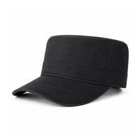 Casquette de cadet en coton lavé, style vintage, à dessus plat, chapeau de patrouille réglable unisexe, chapeau de soleil d'extérieur, logo brodé personnalisé