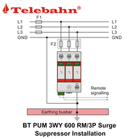 Dispositifs de protection contre les surtensions triphasés 600V Wye/3W+G 50/60 Hz, parafoudre SPD 20-50kA pour courant alternatif