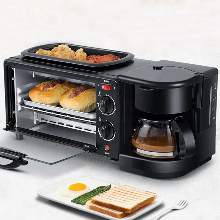 2023 नई आगमन multifunctional घरेलू cookware सेट 1 में 3 नाश्ता निर्माताओं तलना पैन कॉफी मशीन टोस्टर नाश्ता निर्माता