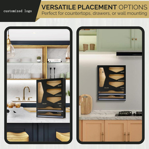 Yüksek Kaliteli 6'sı 1 Arada Çevre Dostu Üç Katmanlı Bambu Kilitli Poşet Düzenleyici Mutfak Çekmecesi Streç Film Dağıtıcısı Dahili - Product Image 3