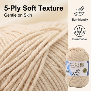 Hilo de Algodón de Leche de 5 Capas Directo de Fábrica, Hilo Suave <span class=keywords><strong>para</strong></span> Tejer a Mano y Crochet, 50g por Ovillo <span class=keywords><strong>para</strong></span> Amigurumi y Mantas - Product Image 3