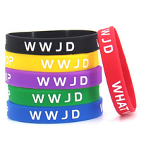 Partygeschenke OEM Individueller Druck Religiöse Glaubenssachen Silikon-Armband WWJD Armband Anti-toxisch Geruchsfrei