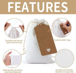 Wholesale Jewelry Home Goods Christmas Banquet Reusable Cotton <b>String</b> Muslin Linen Gift <b>Bags</b> Small Mini - Product Image 3