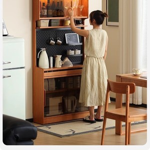 Nordic Style Cherry Wood <b>Sideboard</b> Ultra Thin Narrow <b>Storage</b> Cabinet For Kitchen Modern Minimalist Design - Product Image 2