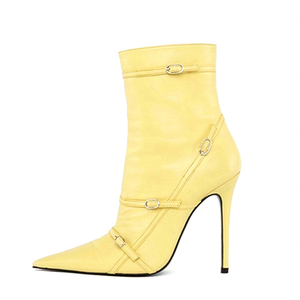 Light Autumn Winter Short Daily Shoes Outdoor High Heel Pointy Toe Ankle <b>Boots</b> for Lady Girls Fashion Buckle Solid Size 45 - Product Image 5
