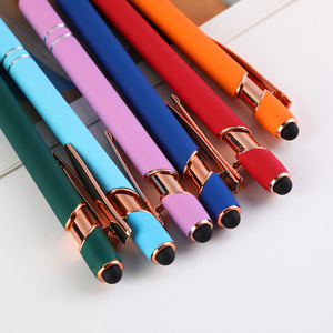 Bút bi kim loại 2 trong 1 có đầu bút cảm ứng Bút cao su mềm nhiều màu màu vàng hồng dành cho màn hình cảm ứng Trường học, văn phòng và đồng nghiệp - Product Image 3