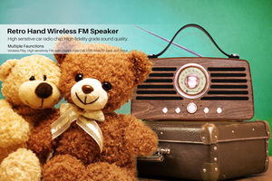 NR4013 ลำโพงไม้แบบพกพาสไตล์เรโทร วิทยุ FM พร้อมเสาอากาศ แบตเตอรี่แบบชาร์จไฟได้ อุปกรณ์เสียงไร้สาย - Product Image 4