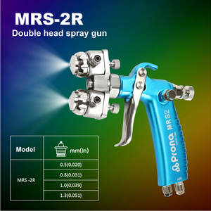 Pistolet de pulvérisation à double buse <span class=keywords><strong>Prona</strong></span> MRS-2R 1,3 mm, pistolet de pulvérisation à air à double tête, pistolet de pulvérisation de peinture nano chrome haute pression HVLP - Product Image 2