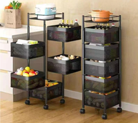 Étagère d'angle rotative pour livres, fruits, légumes et paniers à collations, utilisation en garage, étagères mobiles avec options 5 niveaux