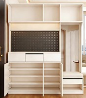 Meuble à chaussures moderne en panneau mélaminé personnalisé, intégré au mur, pour l'entrée, rangement mural pour le salon