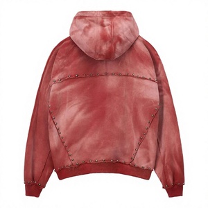 Sudadera con Capucha Roja para Hombre, Corte Regular, Cierre Frontal con Cremallera, Ropa Casual de Invierno, 100% Algodón, Servicio OEM - Product Image 6