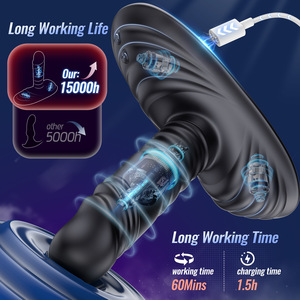 Remote <strong>Butt</strong> <strong>Plug</strong> Telescopic Thrusting Anal Vibrator with Prostate Massager Body-Safe Silicone IPX7 Waterproof for Men - Product Image 6