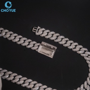 Collar de Plata de Ley S925 con Eslabones Cubanos, Estilo Celebridad, con Incrustaciones de Moissanita, Joyería de Regalo de Moda Urbana Hip Hop Clásica - Product Image 2