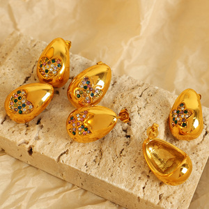 ต่างหูรูปหัวใจผีเสื้อชุบทองประดับเซอร์โคเนียสำหรับผู้หญิงของขวัญเครื่องประดับแฟชั่น - Product Image 3