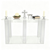 Table de communion en acrylique transparente pour église, table d'autel sacrée avec étagère de rangement pour la prière chrétienne, sanctuaire, chapelle