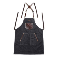 Tablier en toile robuste avec poches en PU, bretelles réglables, sans manches, respirant, pour barbier, menuisier, artiste, café