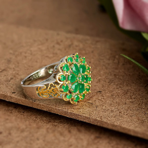 Anello Floreale Bicolore per Donne con Accento Verde, Gioielli di Moda Creativi all'Ingrosso - Product Image 3