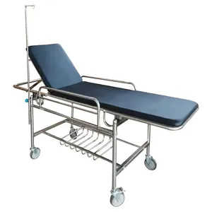 अस्पताल उपयोग के लिए स्टेनलेस स्टील रोगी परिवहन ट्राली आपातकालीन स्थानांतरण स्ट्रेचर अस्पताल और क्लिनिक