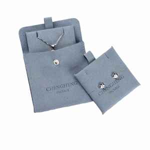 Pochette à bijoux pliable en suède à motif géométrique avec insert en microfibre, pochette imprimée du logo pour boucles d'oreilles, colliers, cartes – Idée cadeau - Product Image 5