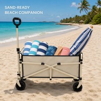 Carreta Plegable Resistente, Carrito Utilitario Plegable, Carretilla de Jardín Portátil Todoterreno con Ruedas Giratorias de 360° para Exteriores