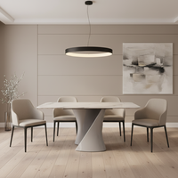 Table à manger rectangulaire en marbre blanc de luxe moderne, base sculpturale torsadée, meuble de maison en céramique frittée, directement de l'usine