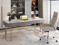 Bureau de travail moderne le plus vendu avec plateau en pierre frittée et tiroirs de rangement pour un espace de travail contemporain