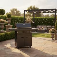 Barbecue au charbon de bois moderne de style coréen de qualité supérieure Ustensiles de cuisine commerciaux en acier noir Grille de cuisson robuste de haute qualité avec chariot