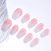 Vente en gros d'ongles de presse acryliques dégradés roses faits à la main 10 pièces d'ongles artificiels français de haute qualité à couverture complète Faux ongles