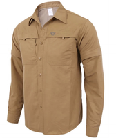 Kemeja Mancing Lengan Panjang Berkerah Kancing Depan Logo Kustom, Kemeja Outdoor Hiking Lengan Panjang Anti UV