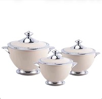 Conteneur thermique intérieur en acier inoxydable 1,2L 1,8L 3,2L avec couvercle verrouillable et base sur pied, boîte de conservation alimentaire isotherme brillante pour la restauration
