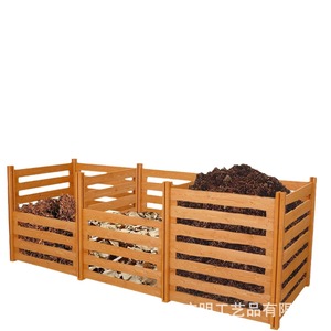 Bac à compost carré en bois naturel pour jardin, panier de rangement extérieur pour une organisation optimale - Product Image 5