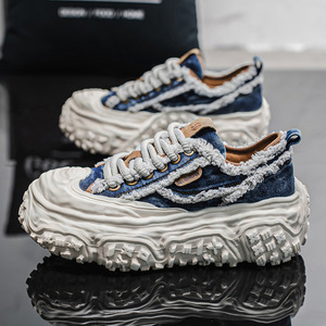 <span class=keywords><strong>Scarpe</strong></span> da Uomo Stile Dad Shoes 2025 con Suola Spessa, Sneakers con Plateau Rialzato, Versatili in Denim Lavato, <span class=keywords><strong>Scarpe</strong></span> Sportive Casual con Aumento di Altezza - Product Image 4