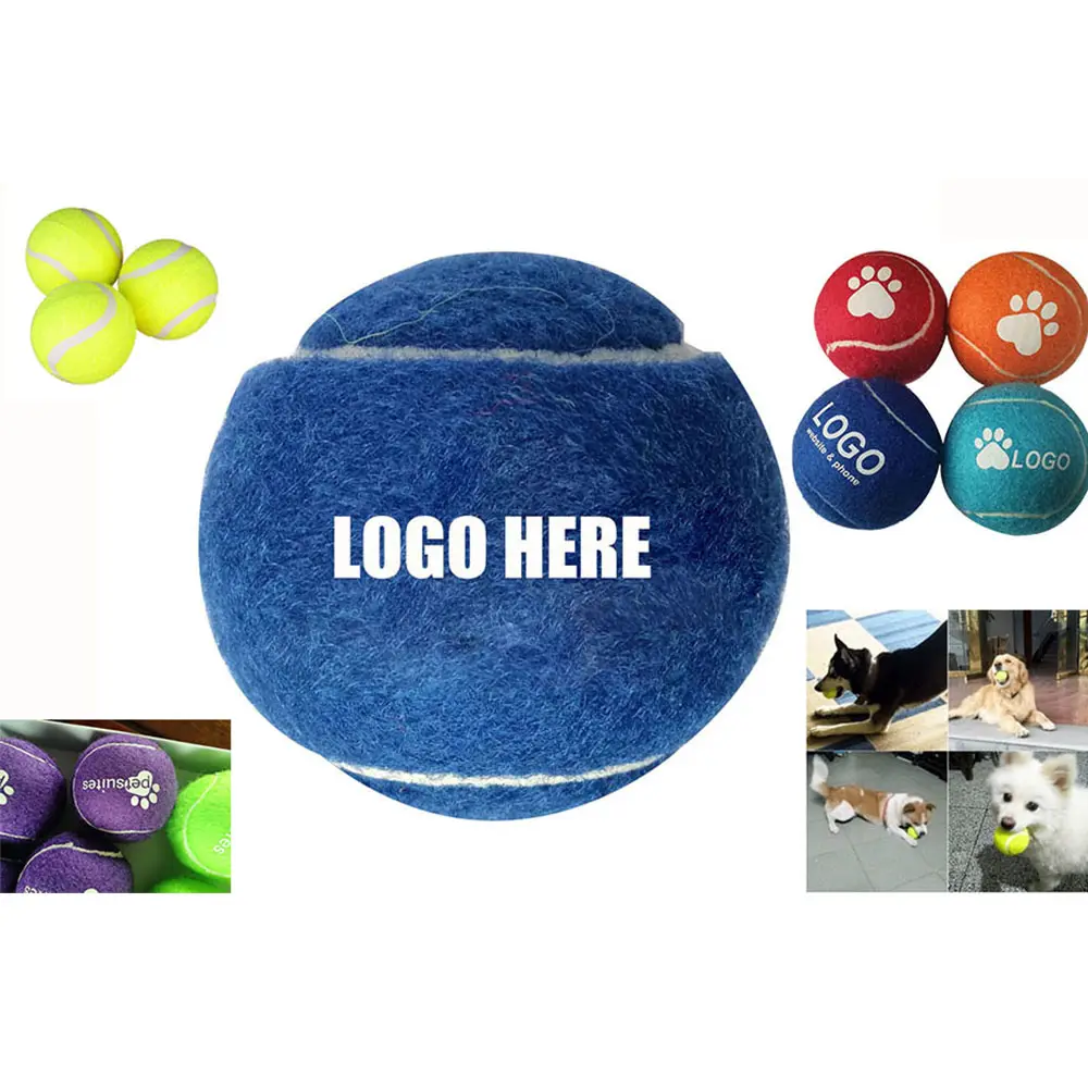 Bolas de tenis de goma respetuosas con el medio ambiente para perros, juguetes para entrenamiento de ejercicio con logo personalizado de 2,5 pulgadas de diámetro