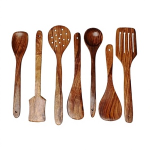Cucharas y Espátulas de Madera (35.56 cm), Madera Maciza Lisa, Antiadherentes y Seguras para Cocina - Product Image 4