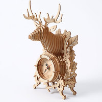 Kit de puzzle 3D en bois à assembler soi-même, horloge en forme de cerf, pour la décoration intérieure, ornement de table, fourniture en gros