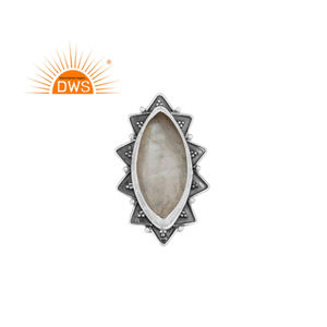 แหวนพลอยมูนสโตนสีรุ้งของนักออกแบบโบราณแหวนเงินสเตอริง925วินเทจเครื่องประดับคอลเลกชันคลาสสิก - Product Image 1