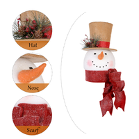 Décoration de Noël rustique en toile de jute avec visage de bonhomme de neige et écharpe rouge scintillante pour guirlande de porte de ferme et vitrine de magasin (vente en gros)