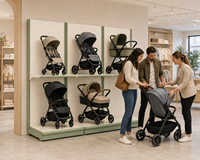 Présentoir Commercial pour Poussettes et Landau avec Compartiments Modulables pour Magasins de Maternité et de Puériculture