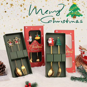 Ensemble de 6 cuillères à thé en acier inoxydable pour arbre de Noël, cuillères à café, cuillères à dessert, fourchettes pour cadeau, fête - Product Image 6