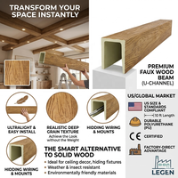 Poutre en faux bois en polyuréthane certifié CE ISO avec grain de bois résistant à l'humidité et au feu