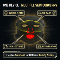 Masque facial à LED rouge et bleu pour le soin des rides, la peau à tendance acnéique et le rajeunissement cutané