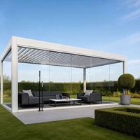 Gazebo de Aluminio con Certificación CE, Techo de Láminas Eléctricas, Pérgola Impermeable y Resistente al Viento para Jardín