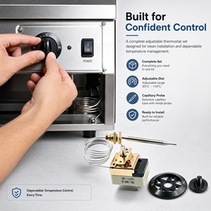 <span class=keywords><strong>Thermostat</strong></span> capillaire mécanique robuste 50-320°C <span class=keywords><strong>pour</strong></span> dispositifs de commutation d'huile, équipement de commutation, système de contacteur CA, interrupteur de contrôle de chauffage - Product Image 1